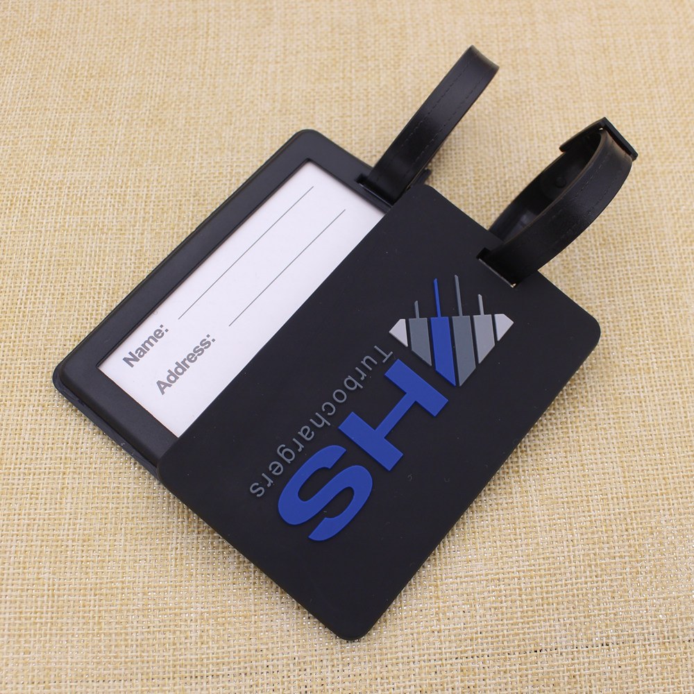 Custom Airport Backpack Travel Luggage Tag Name ID Pendant Carabiner Keychain Square Shape Fashion Trend Rubber Material for