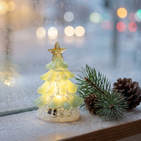 Figurine de sapin de Noël en verre lumineux, veilleuse de bureau artisanale, décoration de maison, veilleuse de sapin de Noël en verre