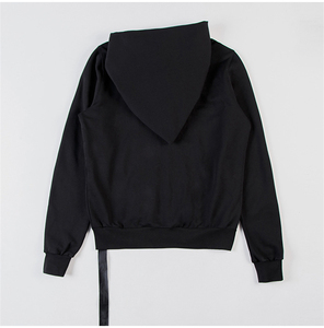 Sudadera con capucha para hombre, diseño vintage ecológico de invierno, cuello asimétrico drapeado, con pedrería, forro polar, 100% algodón, cremallera inclinada, OEM - Product Image 5