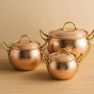 Ensemble de 3 casseroles en cuivre martelé, parfaites pour les rassemblements familiaux, les événements et les occasions spéciales, provenance d'Inde - Product Image 5