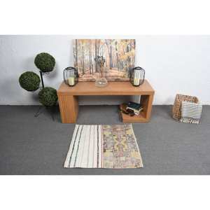 Vintage Beige & Vert Bohème Turc Laine Tapis 2.5 'X 2.6' Patchwork Motif Salon Tapis avec Latex Support 9x12 Taille - Product Image 3