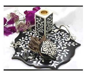 Artesanías de alta calidad Bukhoor Set Madre Perla Incrustaciones StarTray Caja Quemador de incienso Fregona Mubkhar Ramadán Regalo Madera Religiosa - Product Image 1
