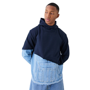 กางเกงยีนส์แขนยาวผู้ชายคุณภาพระดับพรีเมียม / ปรับแต่งโลโก้ของคุณปักด้วยเสื้อสเวตเตอร์ยีนส์ Hoodies - Product Image 1