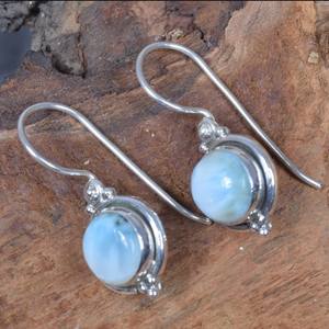 ต่างหู925พลอยลาริมาร์สไตล์โบฮีเมียนต่างหูแบบห้อยสำหรับงานแต่งงานของเด็กผู้หญิง - Product Image 3