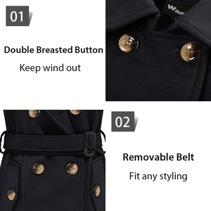 2026 Customized <b>Women's</b> Double Breasted <b>Pea</b> <b>Coat</b> Winter Mid-Long Trench <b>Coat</b> with Belt Made in Soft and Warm Wool OEM <b>Coats</b> - Product Image 6