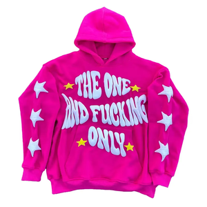 Sweat à capuche en coton lourd 400/500 Gsm French Terry rose Streetwear ourlet brut impression gonflée sweat à capuche court d'hiver fabricants - Product Image 1