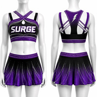 Ensemble d'entraînement personnalisé pour cheerleading avec strass, violet dégradé, tenue d'équipe All Star Varsity, ensemble soutien-gorge et jupe