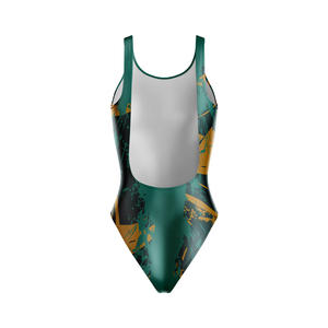 Maillot de bain bikini professionnel pour femme, coupe classique, avec bretelles en V, en Spandex/Polyester écologique, sans couture, imprimé, style body - Product Image 2