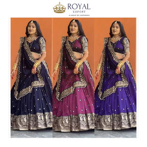 Worldwide Selling Best Quality Customized Design Chinnon <b>Silk</b> with <b>Thread</b> and Sequence Woman Lehenga Choli for Sale - Product Image 2