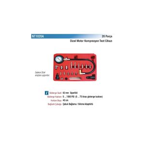 Tester di compressione del motore Diesel NT1020A Set di 20 pezzi 12 mesi di garanzia in acciaio plastica codice analizzatore per la diagnostica dell'auto - Product Image 2