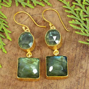 Boucles d'oreilles pendantes à la mode en améthyste verte en gros - Product Image 4