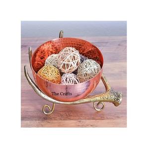 Tazón martillado de acero inoxidable con soporte de aluminio para chocolates, sopa, frutas, aperitivos, servicio de frutas secas - Product Image 1