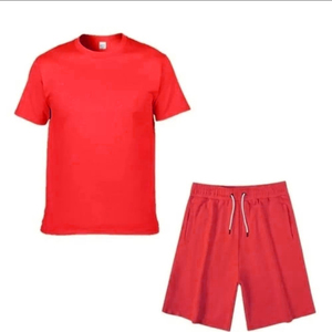 Ensemble T-shirt et short pour homme en coton 100% uni imprimé coupe classique Mode personnalisée - Product Image 3