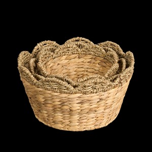 Juego de cuencos redondos tejidos de jacinto de agua de 3 decoración de presentación de comida natural productos vietnamitas al por mayor ecológicos - Product Image 1