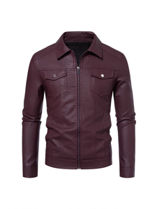 Chaqueta de Cuero Delgada para Hombre al por Mayor - Cuello Alto, Logotipo Frontal, Transpirable, Impermeable, Cortavientos, Secado Rápido, Cálida para Invierno, Personalizable - Product Image 3