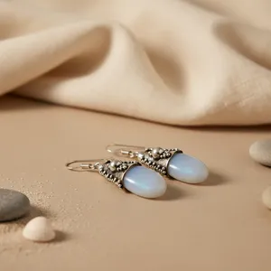 Pendientes de Plata 925 con Calcedonia en Forma de Gota para Mujer, Joyería de Moda, Idea de Regalo - Product Image 1