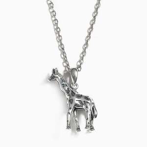 Jeulia Sterling Silver African <b>Giraffe</b> <b>Necklace</b> with Rose Gold Zircon Diamond & Pearl - Product Image 1