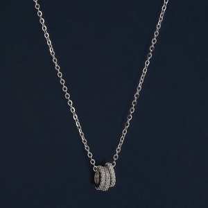 Pendentif en argent 92,5 avec chaîne à maillons 183185, style religieux, forme de chiffre et de lettre, serti de zircon et de strass, unisexe - Product Image 1