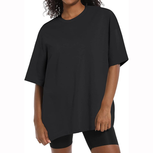 Camiseta de entrenamiento de algodón de gran tamaño con logotipo personalizado para mujer Summer Casual Athletic Washed Runnin - Product Image 3