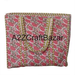 Grand sac fourre-tout en coton matelassé à rayures fait à la main en Inde pour les femmes, pour les voyages, le rangement, la plage, le bureau, l'usage quotidien - Product Image 6