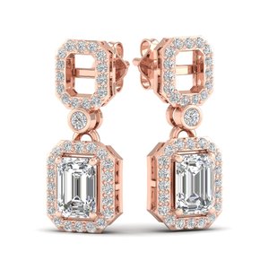 REYES Exquisitos Pendientes Colgantes de Oro Sólido de 14K con Moissanita de Corte Esmeralda de 2.69 Quilates para Mujer, Regalo de Boda de Lujo, Joyería Fina - Product Image 1