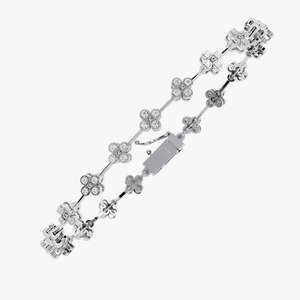 Bracelet élégant en argent sterling 925 plaqué or blanc pour femme Design floral Moissanite Diamond Bangle Fine Jewelry - Product Image 1