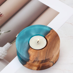 Bougeoir moderne en bois et résine Bougeoir artistique pour la décoration intérieure Cadeau de Noël unique pour remercier donner - Product Image 5