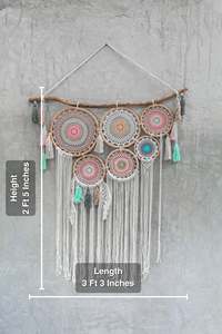 Bonne qualité tissé à la main en macramé tenture murale Art déco Design anneaux pour la décoration intérieure pour salon et chambre à coucher - Product Image 6