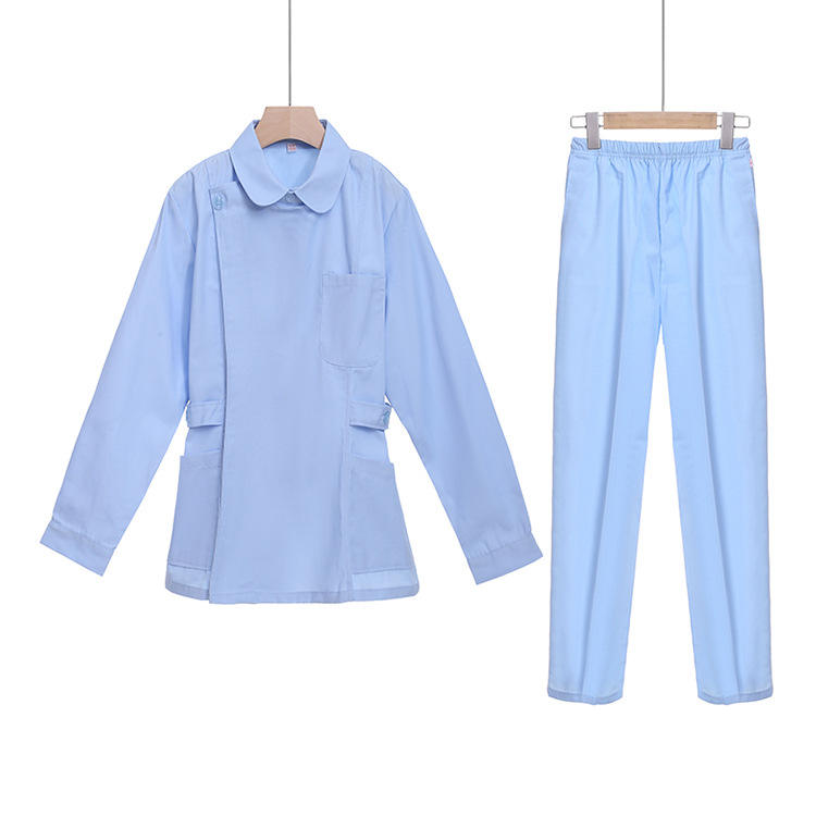 Light gray blue top collar long sleeve suit