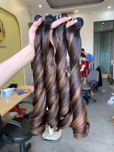 Vietnam Style Remy Hair <b>Bundle</b> with Bouncy Pissy Curls Double Drawn Virgin Human Hair Machine Double Weft for All Colors - Product Image 2
