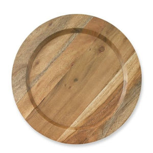 Vintage Stitched <b>Edge</b> Acacia <b>Wood</b> Charger Plates Round Decorative Farmhouse Table Decor Charger Plate For Any Table Setting - Product Image 6