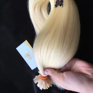 Cabello de queratina italiano I-Tips 100% Raw Vietnamita Remy Tape Extensiones de cabello Cabello humano preadherido Onda recta sedosa 100gms Luz - Product Image 1