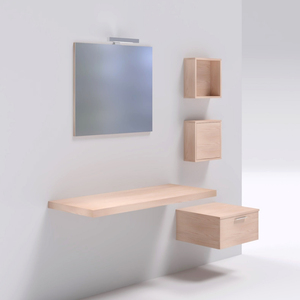 Ogomondo Color cenere Tranchè confezionato cassettiera laminata sospesa italiana fatta mobili da bagno con ripiani da banco - Product Image 3