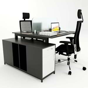 โต๊ะทำงานแบบมินิมอล 2 ขา พร้อมตู้ (120x150 ซม.)-Uconcept HBUC031-ไม้ยางพารา ประกอบง่าย - Product Image 2