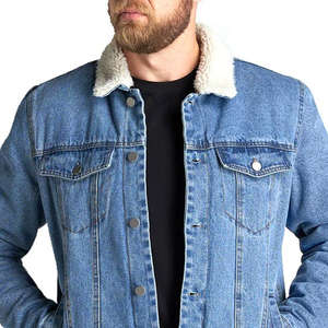 Chaqueta vaquera con cuello vuelto y mangas completas para hombre en Color sólido Chaqueta vaquera para hombre con etiqueta privada personalizada en Color sólido - Product Image 5