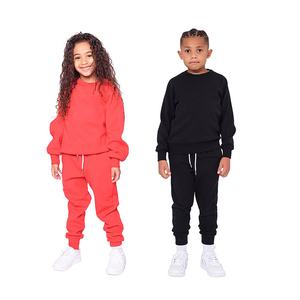 Chándal unisex para niños, jersey liso de lana de algodón de alta calidad, y pantalón Sudadera con capucha, chándal, conjunto de 2 piezas para niños - Product Image 3