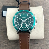 Montre Chronographe Homme Tendance en Gros, Cadran Pepsi Rouge et Bleu, Bracelet en Cuir, Étanche 100M, Montre-Bracelet Sport à Quartz pour Homme