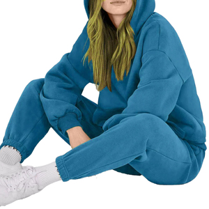 Conjunto Deportivo de Sudadera con Capucha y Pantalones de Chándal de Algodón para Mujer, Ropa Deportiva OEM, Sudadera con Capucha Ajustada y Pantalones de Chándal, Ropa Femenina a Precio Razonable - Product Image 1