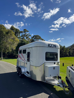 Remorque pour chevaux ICON 2HAL, nouvelle, pour 2 chevaux, chargement par l'angle, 3500 kg, en aluminium, remorque pour chevaux, caravane équine, L860 SN, à prix avantageux