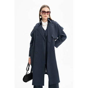 Chaleco Exterior de Lino Azul Marino con Epaulettes - Product Image 2