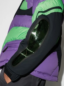 Doudoune d'hiver de couleur unie pour hommes et femmes avec manches imprimées et fermeture à glissière à col montant - Product Image 4