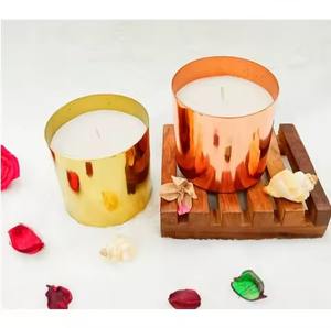 Tarro de vela de cobre multicolor en forma redonda para el hogar y la iluminación de mesa de Navidad tarros de vela de lujo decorativos - Product Image 1