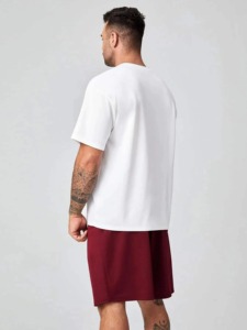 เสื้อยืดกางเกงขาสั้น2ชิ้นของผู้ชายเสื้อยืดผ้าฝ้าย100% กางเกงขาสั้นสีตัดกันสำหรับฤดูร้อนกำหนดเอง - Product Image 3