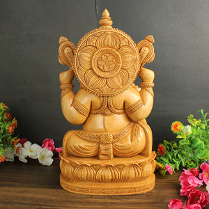 Antigüedades Nirmala, Estatua de Ganesha de Madera Hecha a Mano, Figura del Dios Indio Ganpati para Decoración del Hogar y Mesa, Origen Rajasthan - Product Image 2