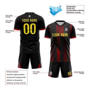 Maillot et short de football - Design personnalisé, vêtements d'équipe, 100% polyester, séchage rapide, respirant, antibactérien, couleurs/logos personnalisés - Product Image 4