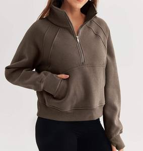 Fall Winter Clothes for Women Luxury Long Sleeve Half Zip Sweatshirt Custom Embroidery logo <b>Teddy</b> <b>Fleece</b> Quarter Zip <b>Hoodie</b> - Product Image 3