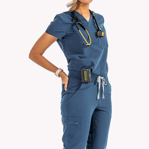 Ensembles d'uniformes à double point avec col montant renforcé et manches courtes pour une utilisation quotidienne à l'hôpital - Product Image 1