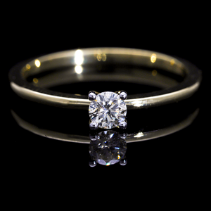 Classic 14K Gold Rhodium Plated Four-Prong Setting Women's Engagement <b>Ring</b> Natural Brilliant Cut Solitaire Filled Diamond 1.8g - Product Image 1