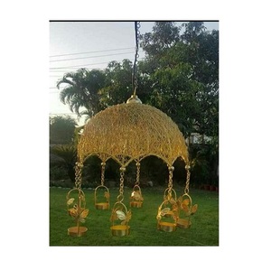 <b>Indoor</b> Farmhouse Style Rattan Wicker and Metal LED Hanging Wall <b>Light</b> with Natural Finish Customizable Size and Design - Product Image 6