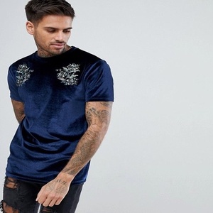Best <b>Men's</b> Casual Breathable Velour V-neck T Shirts Quick Dry Eco-Friendly Plain Dyed for Winter OEM Service Available - Product Image 1